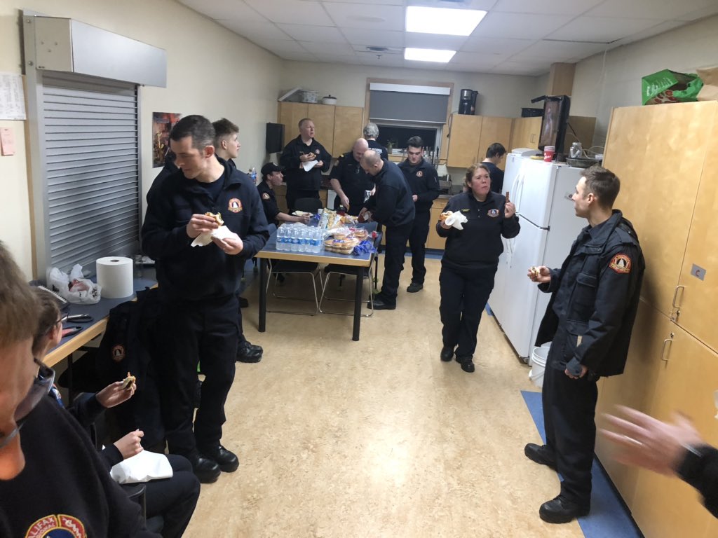 stephpentland's tweet photo. Station 45 Volunteers and career staff having Tuesday din din together.  #halifaxfire #HRFE https://t.co/HhfnCF3Vka