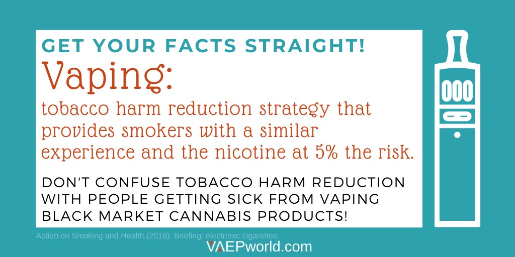 VAEPinfo's tweet photo. When we say "smoking" we think of smoking cigarettes.

When people smoke something else, we specify such as smoking a pipe or cannabis.

The media are lumping "vaping" in with people that are vaping black market cannabis products &amp; getting lung injuries.

https://t.co/qEZ14Axt1c https://t.co/wdtKEmazit