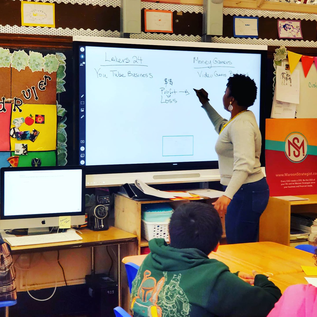 MaroonStrat's tweet photo. Maroon Strategist at work to empower our children on Financial Literacy and Entrepreneurship. These 5th graders were excited to learn that they too can become millionaires by owning their own business.  #studenteducator #doe  #financialliteracy #financialeducation https://t.co/famTS8hfI4