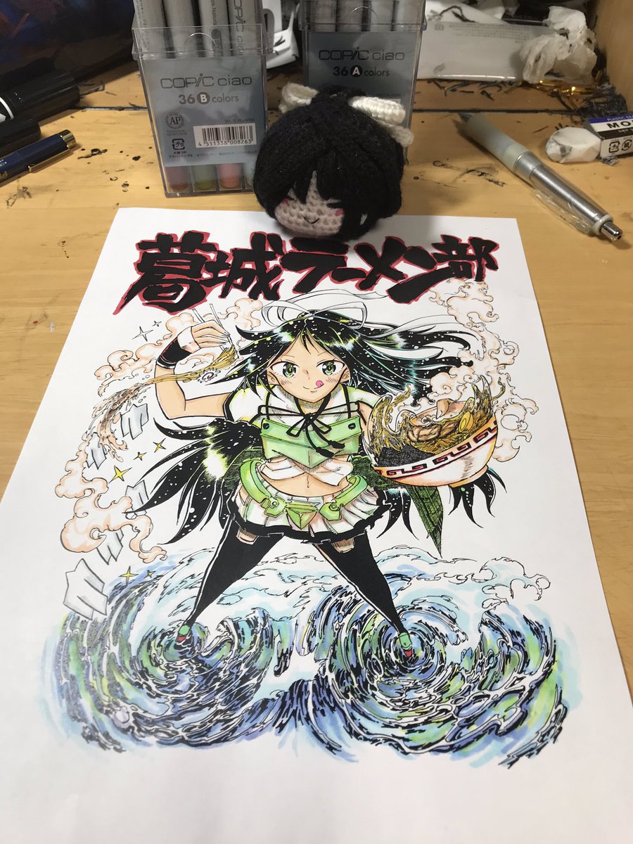 sayonara444's tweet photo. 葛城ラーメン部（もうすぐ）1周年イラスト塗った https://t.co/OU2YQqLtSO