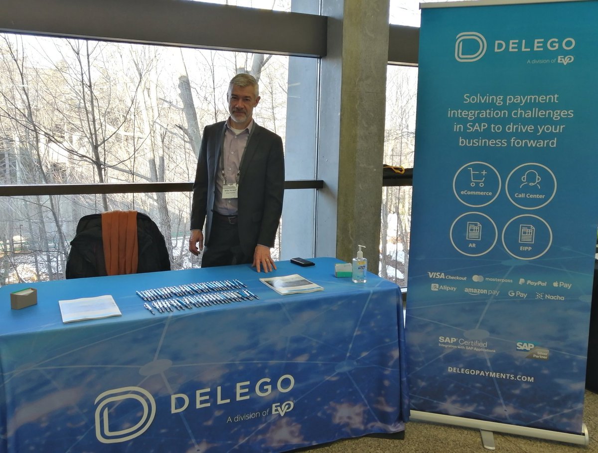 Delego's tweet photo. Take a moment to say hello to Mike and Christine! We are here to answer your #SAP #payment #integration, #paymentsecurity, and enablement questions. @ASUG_Ontario #ASUGontario #ASUG @ASUG365 @EVOPayments https://t.co/5qwcUmN4FP