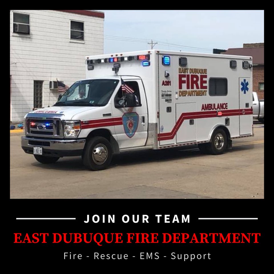 JoinFireService's tweet photo. The East Dubuque FD is looking for community members to join their team as firefighters, EMTs, or in non-emergency roles. No experience necessary and training provided.

Learn more about joining this fire department and others by visiting: https://t.co/9R36Kh9sEi

@edbqfire https://t.co/ykuErJt3hy