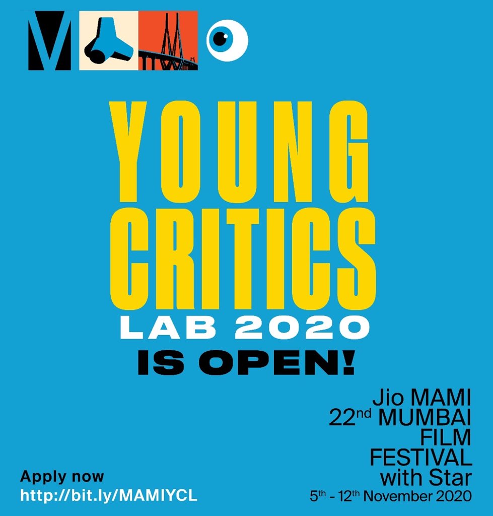 MumbaiFilmFest's tweet photo. Our #YoungCriticsLab2020 is OPEN for entries! #ApplyNow 
#JioMAMIwithStar2020 
https://t.co/ahhqM0orVn https://t.co/4Jl6TP29NO
