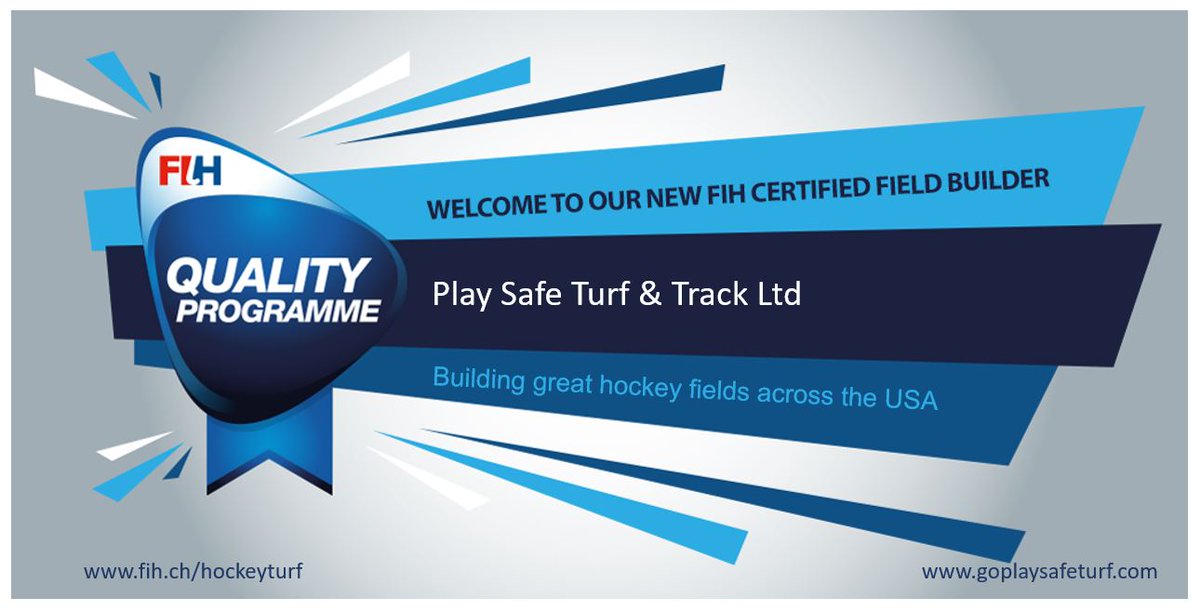 FIHQP's tweet photo. Delighted to announce that Play Safe Turf &amp; Track Ltd have become an FIH Certified Field Builder specialising in the installation of hockey turfs and shockpads.  Installing great hockey fields across the USA #quality_matters https://t.co/DpVymgWkEK
