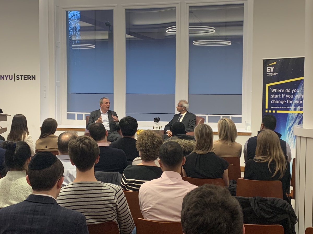Special thanks to <a href="/NYUStern/">NYU Stern</a> for hosting our global chairman and proud alum <a href="/Carmine_DiSibio/">Carmine Di Sibio</a>. Always great for students to hear directly from our leaders as to the amazing opportunities that exist for them @EY_CareersUS #exceptionaley #eylovesnyustern