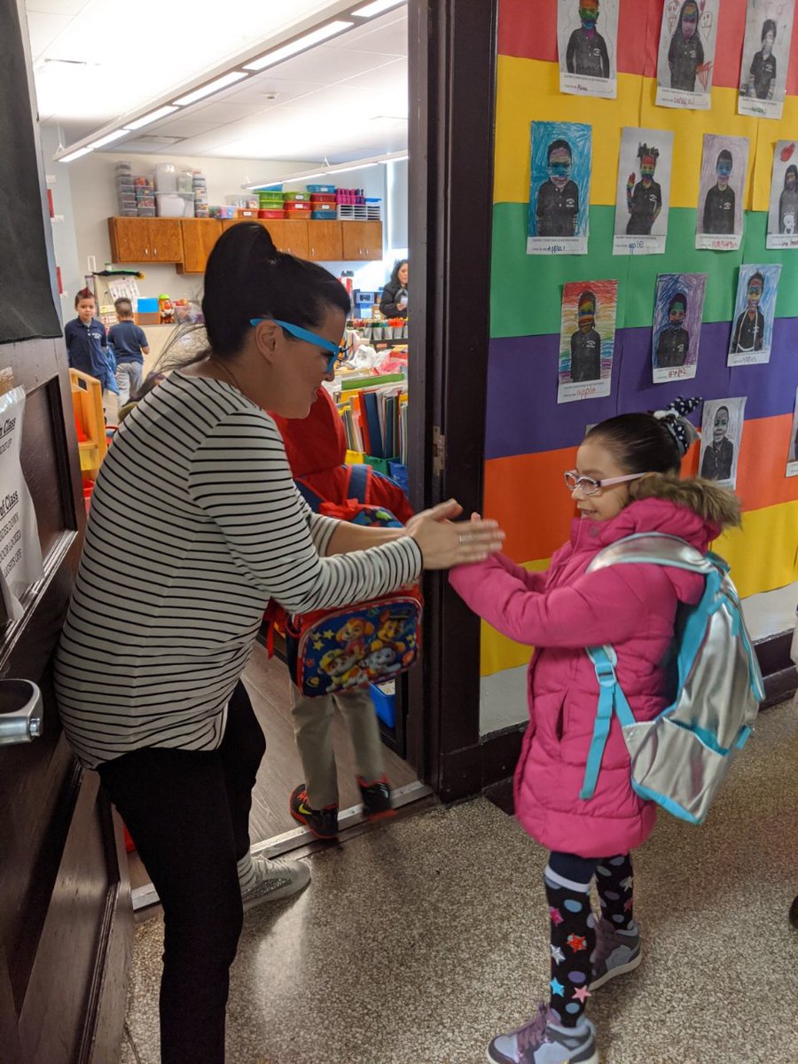 MMaccaquano's tweet photo. HLB...Ms. Rodriguez welcoming her kindergartner students with student choice greeting.  #welcome #studentchoice #😊 @wnyhlb  @WestNYSchools @SuperintClara @FRSNewJersey https://t.co/4DcycN7XwR