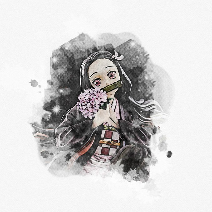 EllerySixさんがTwitterに投稿した竈門禰豆子(鬼滅の刃)のイラスト。