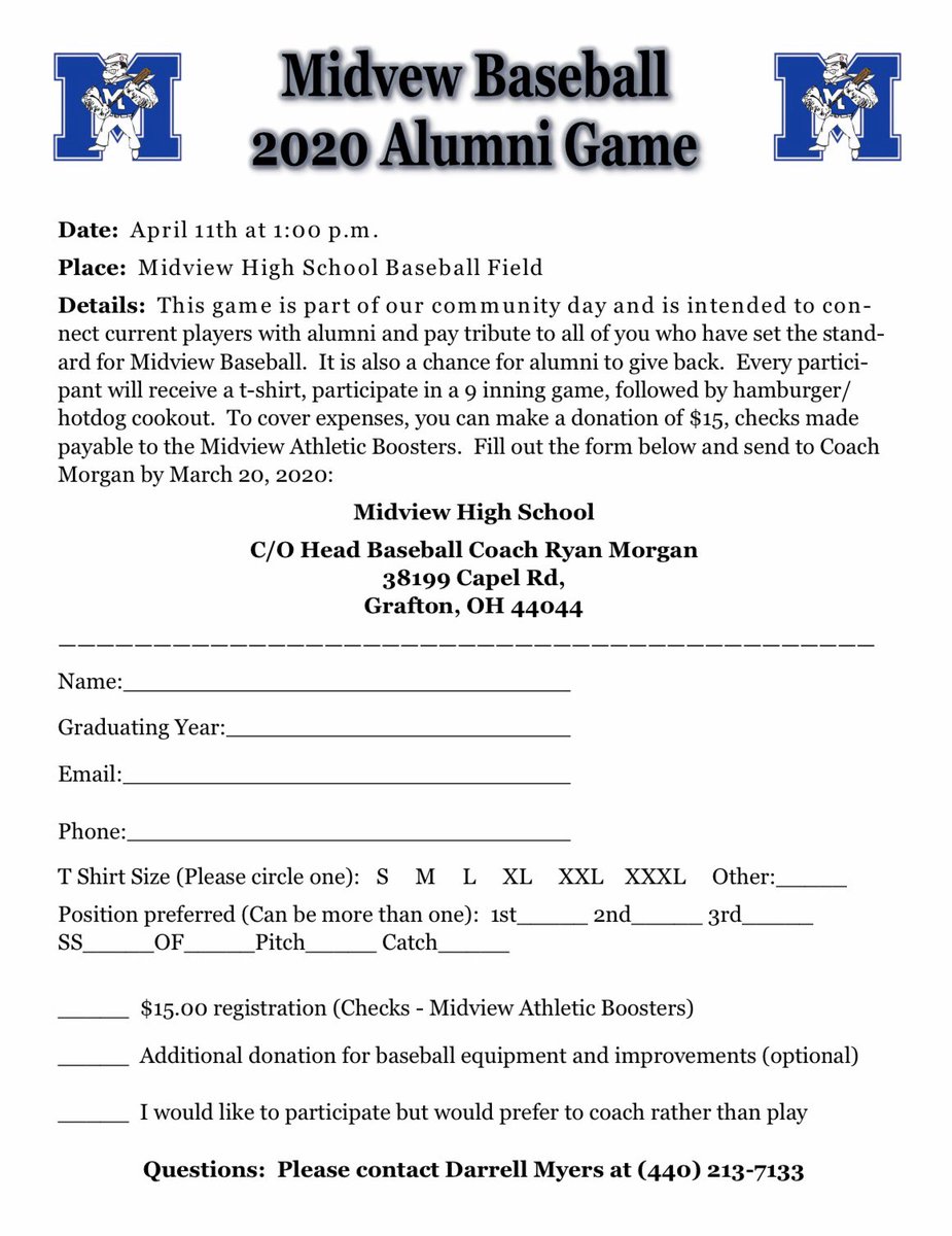 MidviewBaseball's tweet photo. Midview Baseball Alumni Game! Looking forward to seeing some former Middies! Go Midview! #AnchorUp https://t.co/uvYmw53Qa8