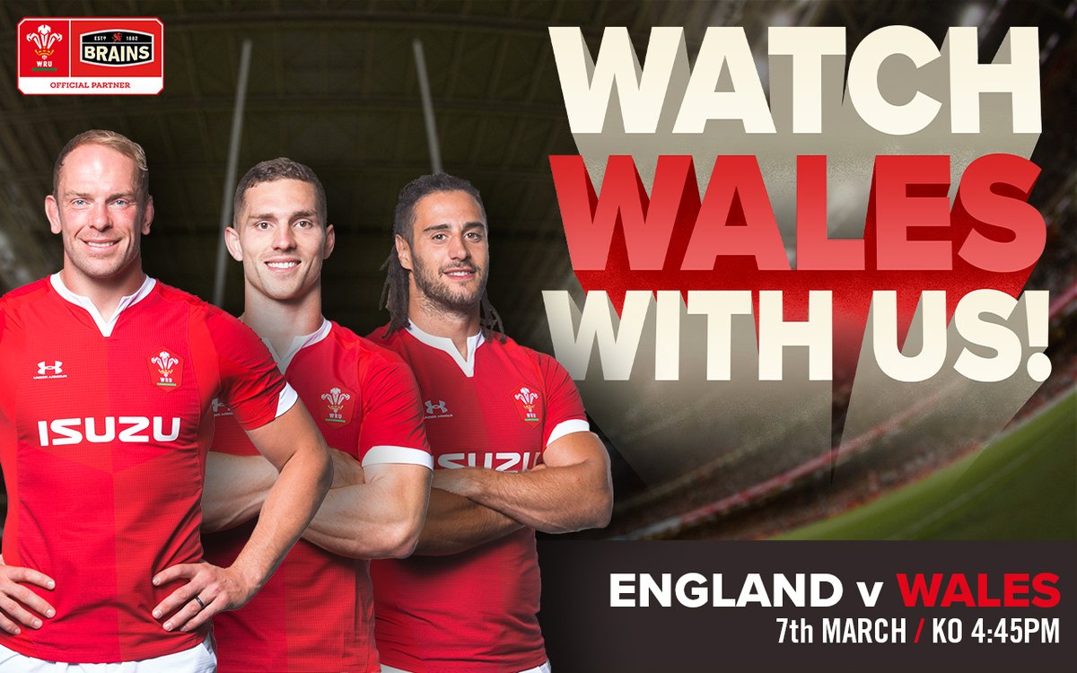 Make sure you have your pint of Brains ready for the Wales Vs England game this Saturday! We'll be showing the game from 4.45pm, come and join us to cheer on Wales!! #SpringTournament #VisitStDavids #WalesVsEngland