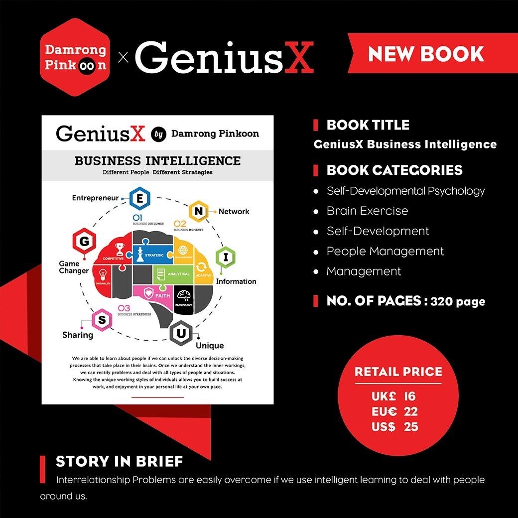 FilamentNews's tweet photo. A sad (but wise) decision made to cancel #lbf2020 @LondonBookFair. Our author from Thailand, @DamrongPinkoon, was due to launch his book on his stand on Wed 11th March. However, let us introduce it to you here instead! #GeniusX #BusinessIntelligence #psychology #selfdevelopment https://t.co/GTALNW2x3k
