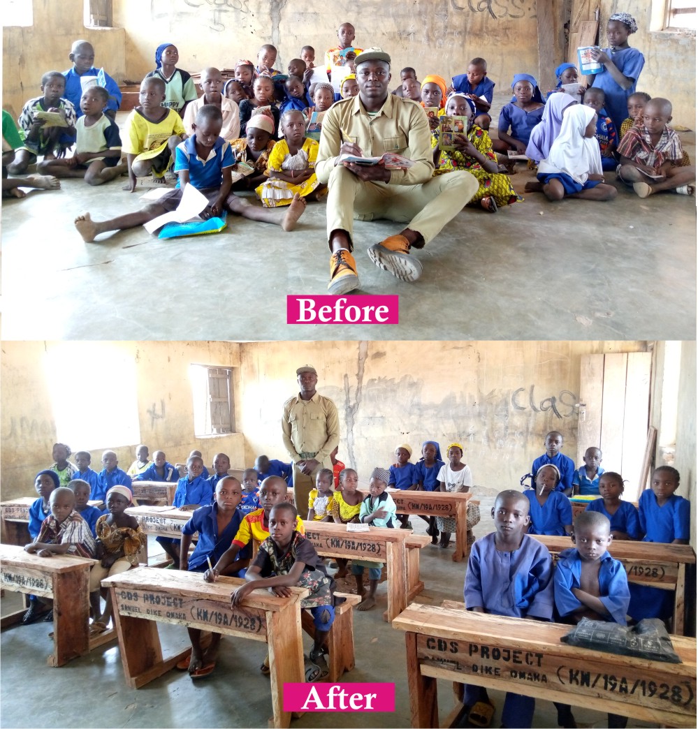 KosokoDamilola4's tweet photo. An NYSC member, Omaka Samuel Dike with state code KW/19A/1928, executed five Community Development Service (CDS) Projects. the projects were speedily completed within the space of five months. https://t.co/zMHotzAvRX