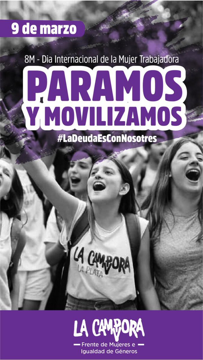 CasaGatica's tweet photo. “LA DEUDA ES CON NOSOTRES” 8M| Día internacional de la mujer trabajadora. 💜8 de marzo 👉🏼 jornadas barriales en todo el país. 💜 9 de marzo 👉🏼 paramos y movilizamos🔥 #niunamenos #nosotrasparamos #nosotresparamos #separaelmundo #ladeudaesconnosotras #ladeudaesconnosotres https://t.co/25PFFgPKIR