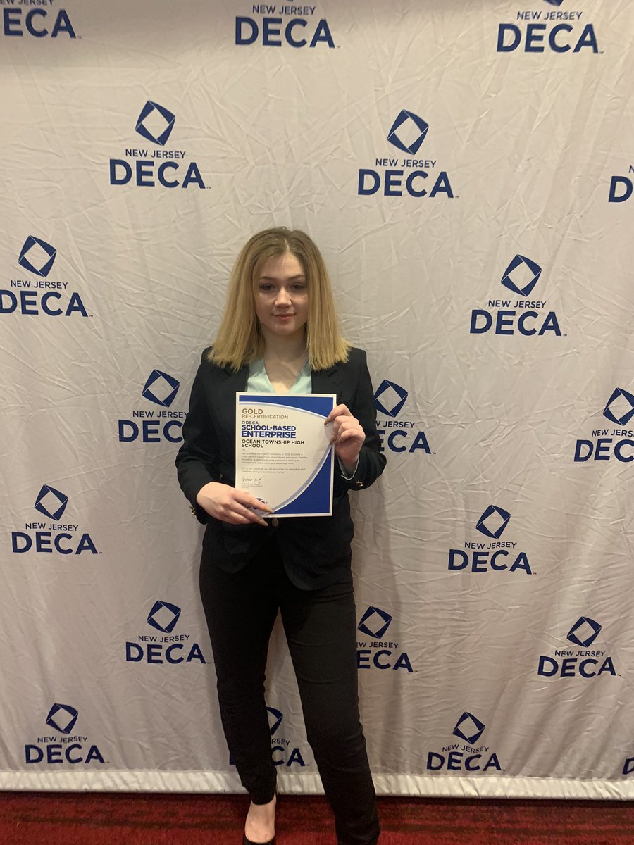 SpartanSofBF's tweet photo. Irina Dmitriyeva collects our Gold Re- Certification for student based enterprise! #NJDECAElectric #decastates https://t.co/k2sSb2EW9z
