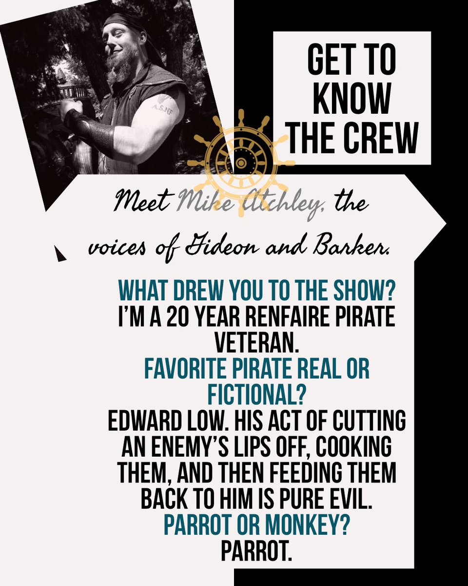 We Be Pirates (@wbpcast) on Twitter photo Arrrggggg! We’re back to introducing our amazing cast of VAs!
Next up!
Meet <a href="/DiceTowrTheatre/">Mike Atchley - dicetowertheatre.bsky.social</a>’s Mike Atchley - the voices of Barker and Gideon!
#webepirates #audiodrama #audiofiction #supportindiepodcasts #podernfamily Arrrggggg! We’re back to introducing our amazing cast of VAs!
Next up!
Meet <a href="/DiceTowrTheatre/">Mike Atchley - dicetowertheatre.bsky.social</a>’s Mike Atchley - the voices of Barker and Gideon!
#webepirates #audiodrama #audiofiction #supportindiepodcasts #podernfamily