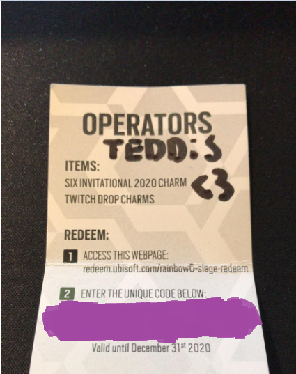 TeddisR6's tweet photo. Six Invitational Charm giveway! 

To enter
1. Like 
2. Retweet
3. Follow: @TeddisR6 

Winner will be chosen 20/3/2020! https://t.co/0BQn9yhOWk