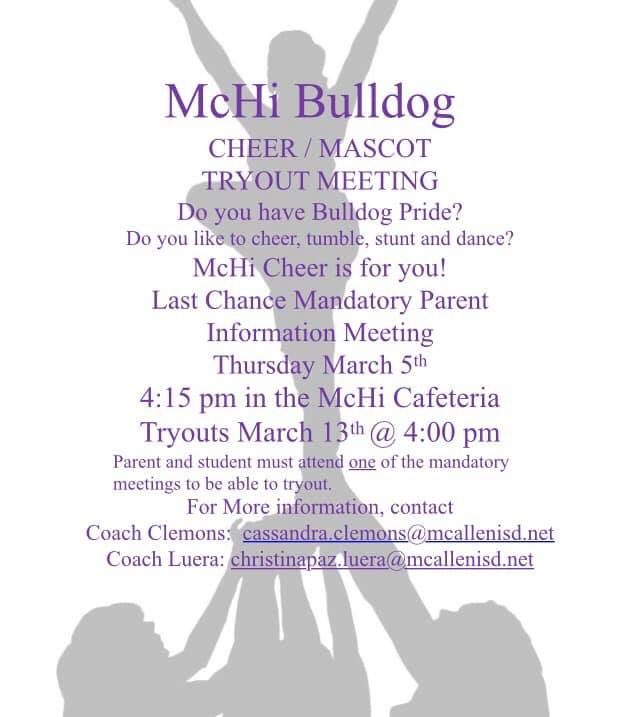 Last chance mandatory parent meeting for tryouts being held March 5th <a href="/4/">w</a> PM!