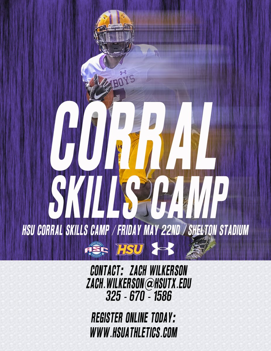 coachwilkerson's tweet photo. HSU CORRAL SKILLS CAMP!!!
Get signed up today.  Register online at:
https://t.co/O1GzILddll

#Hooyah #COWBOYUP https://t.co/Ir2okhSib7