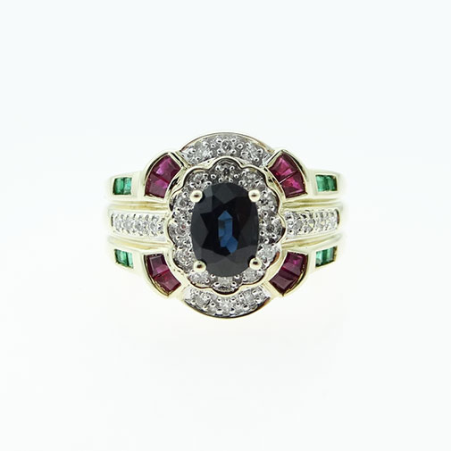 TPowellJeweller's tweet photo. An absolutely spectacular 9ct Gold cluster ring.
It is set with a sapphire, rubies, emeralds and accent diamonds. Size M £179.00
Available in store now. #Sapphire #Ruby #Emerald #Diamond #clusterring #Stockport #SBSwinner https://t.co/3XhqW9oRtL