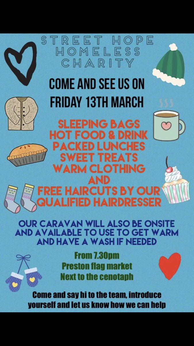 Streethope2's tweet photo. Please spread the word to anyone you may feel could use our help. So much good stuff to give away and our own qualified hairdresser will be on site for any trims or a little TLC 
#streethope2 https://t.co/ZA5ahCvK6d