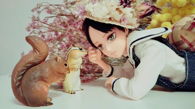 花帽子のえれん君赤いチャイナ服も買ってあるんだよ～今度お着替えしよーね 