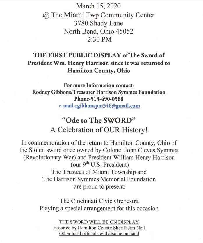 TRLSDjackets's tweet image. Don't miss the 1st Public Display of the Sword of President Wm. Henry Harrison since it returned to Hamilton County! March 15th - 2:30 pm - 3780 Shady Ln. 45052
@3RiversSPED @YellowJacket_GB @THS_Jackets @HollySimms6 @MrBiedenbach