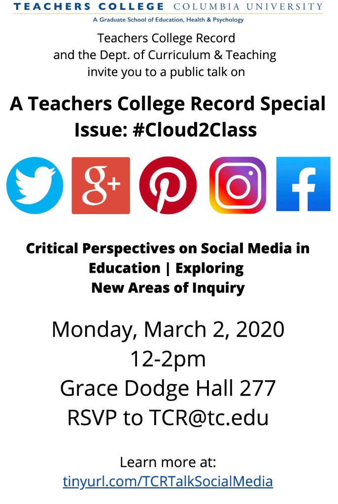 Alex_J_Bowers's tweet photo. Great set of talks on #Cloud2Class @KTTorphy & Ken Frank @MSUCollegeofEd & Alan Daly @EDSucsd on #SocialNetworkAnalysis #DataScience for @TCRecord @TeachersCollege. Cool #EdResearch on how #Teachers & #EdAdmin use #SocialMedia in their daily work https://t.co/FKCW4VJGVg https://t.co/v0zI8Kr1a6