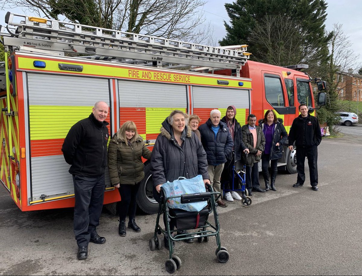 Today White watch visited a group of adults with various learning difficulties, firstly a fire safety talk, followed by trying the fire kit on and then a look around the fire appliance.@Bucksfire