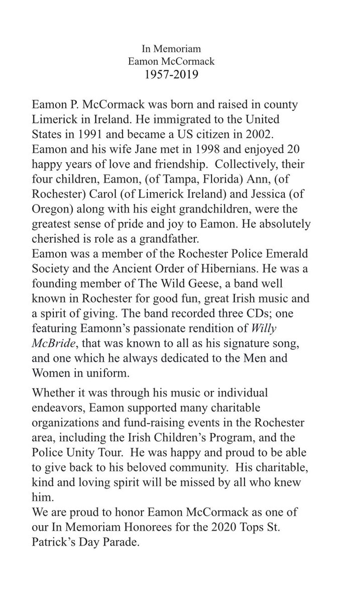 ROCParade's tweet photo. In Memoriam #4 Eamon McCormack #rocparade2020 https://t.co/oBoE972ZUz