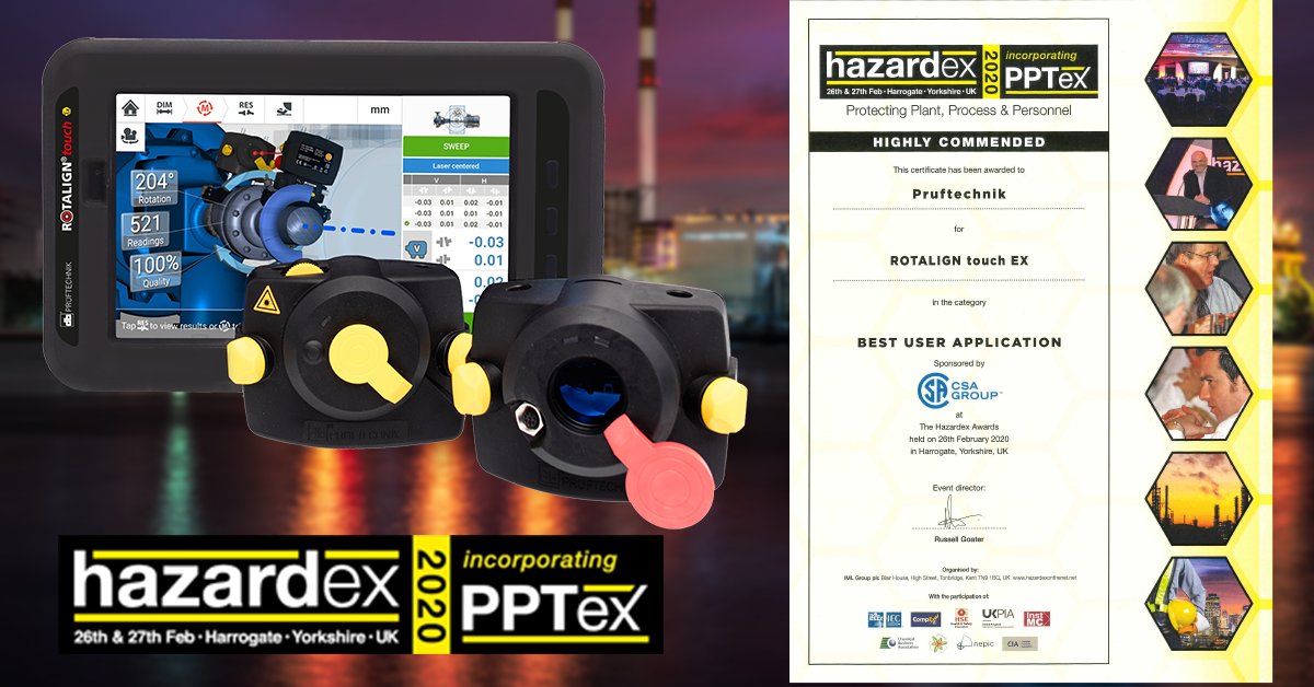 PRUFTECHNIK_COM's tweet photo. #HazardEx just awarded ROTALIGN touch EX "highly commended" in best in class user application for the @HazardEX Award 2020.

Congratulations to the team!

>https://t.co/81H5aJVbvQ https://t.co/OqneZgbTv2