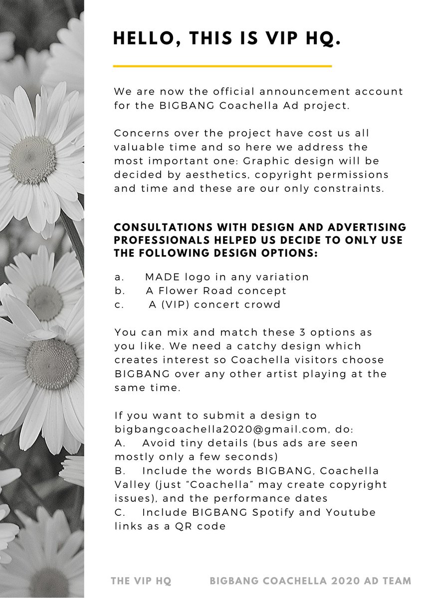 TheVIPHQ's tweet photo. Hello. This is VIPHQ and the BIGBANG COACHELLA AD TEAM. https://t.co/Oe5Lh0LLb6
