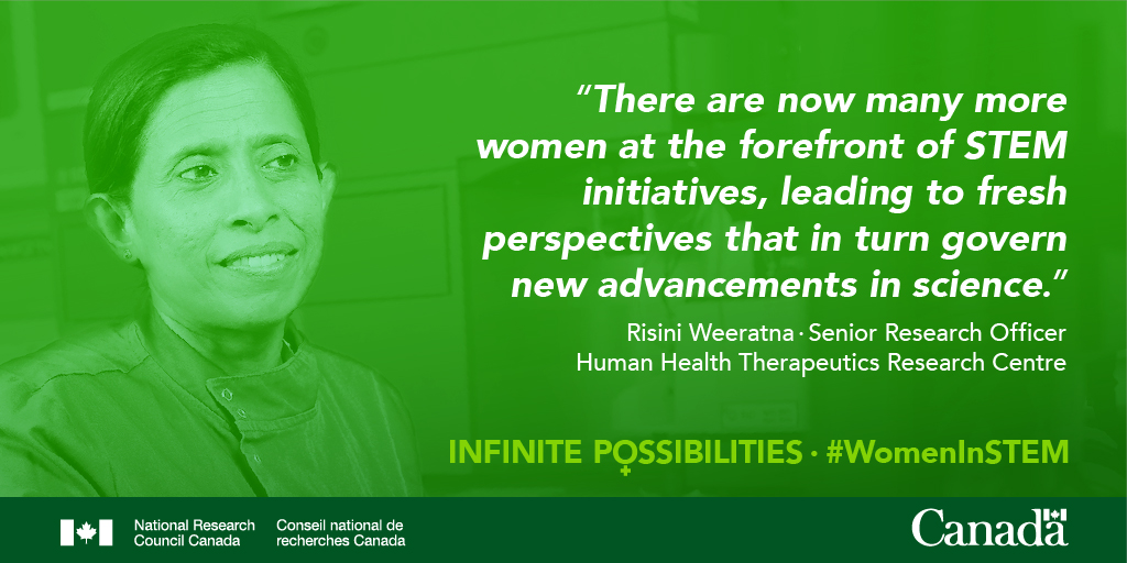 NRC_CNRC's tweet photo. “We’re all striving for projects that are representative of our society. There are now many more women at the forefront of STEM initiatives, leading to fresh perspectives that in turn govern new advancements in science.” https://t.co/t0aiuXAA0S #WomenInSTEM #NRCSTEM https://t.co/INtDuQfWSg