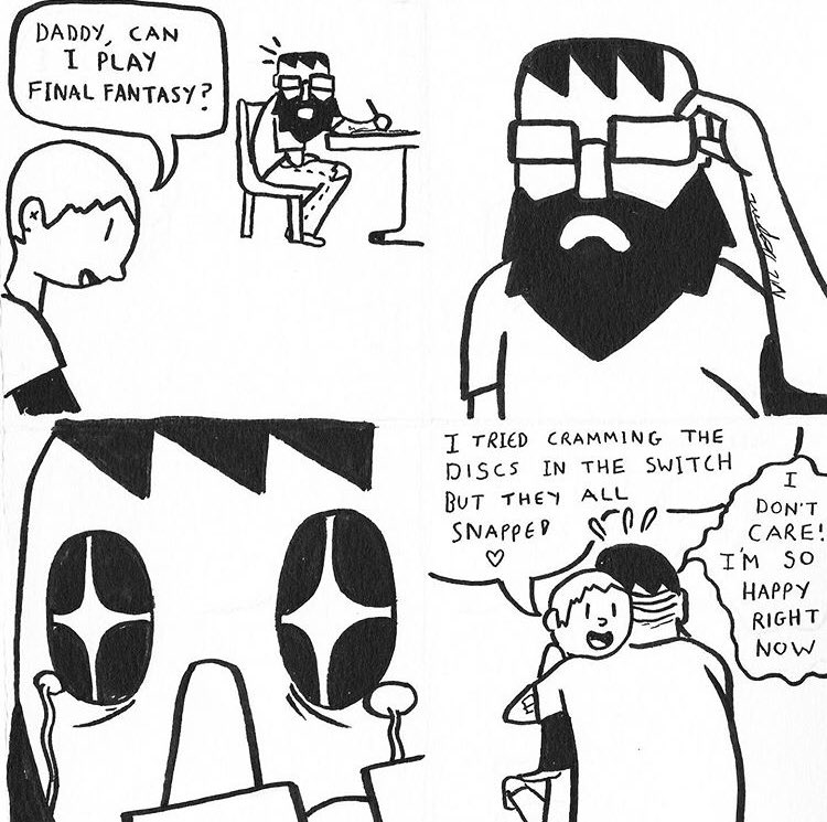 TheJonMatheson's tweet photo. Retro gaming dad problems
#comics #gaming #finalfantasy #switch https://t.co/DsbN3do8Oo
