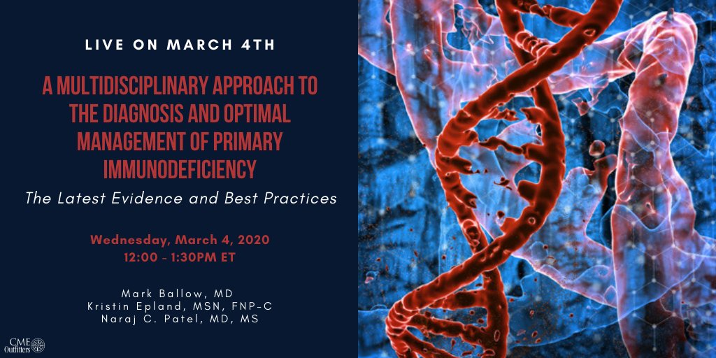 cmeoutfitters's tweet image. ⚠️We're LIVE today at 12p ET with a panel of experts to discuss a multidisciplinary approach to the diagnosis and optimal management of primary immunodeficiency disorders. Sign up now &amp;amp; be part of the conversation &amp;gt;&amp;gt; bit.ly/TV-110 #PIcare #MedEd