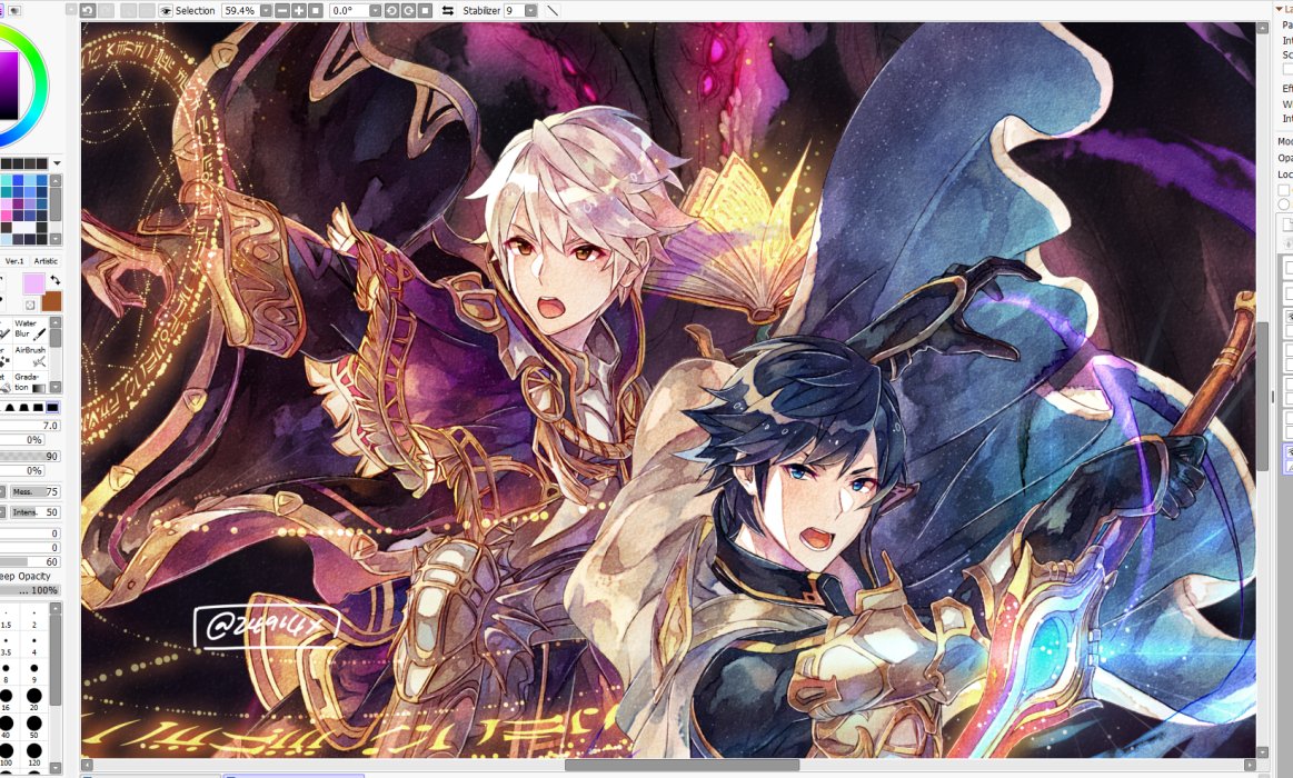 24914a's tweet photo. anyway, i've had the honor to draw two good boys for @fefanboardgame!! they'll be panorama linked cards in the final product, pls check it out🙏 https://t.co/YBDhgDE5iV