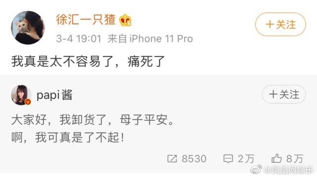 dramapotatoe's tweet photo. [trending] Congrats to vlogger #PapiJiang, as she announces the birth of her child on Weibo.

“Hello everyone, I’ve unloaded, mother and child are both safe. Ah, I’m  really amazing!” 

On her side account - “It’s really not easy, it hurts to death.”

#papi酱 https://t.co/lM7bU8tY4m