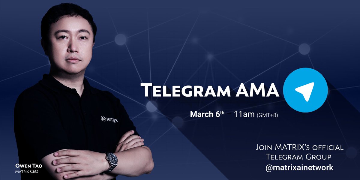 Matrixrussia1's tweet photo. Генеральный директор Matrix Оуэн Тао @Owen_Matrix проведет #AMA в эту пятницу в 11 часов утра (UTC + 8).

Вы можете узнать, что делала команда в течение последних нескольких недель, а также о планах на будущее.

Увидимся тогда! $MAN https://t.co/brj53y8xEa