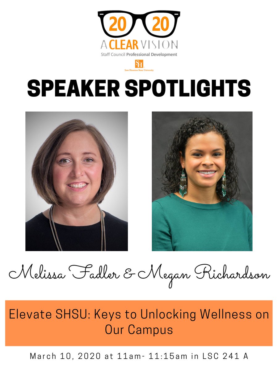 Professional Development Conference will be here soon! Don't miss these great speakers! Elevate! #SHSU #aClearVision2020 #StaffCouncilPDC #Elevate #UnlockingWelnessOnOurCampus #shsuStaffCouncil