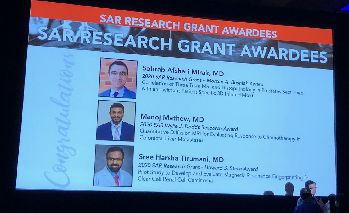 UHRadiology's tweet photo. Congratulations to @SreeHarshaT on receiving the 2020 SAR Howard S Stern Research Award for MR fingerprinting in clear cell RCC. This week he presented his oral scientific session in Maui, Hawaii. #SAR2020 #Radiology https://t.co/pjzuDdyRiw