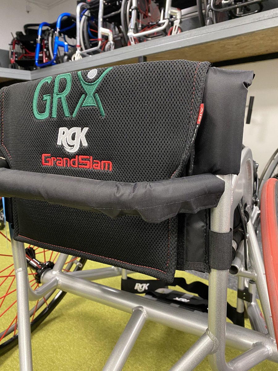 grx_life's tweet photo. Handed over this #sporty @RGKWheelchairs Grandslam #tennischair this morning to another very happy client. Here's Dan making all the necessary adjustments during the handover and check out the GRX Life detailing on the back! 😄 https://t.co/FiIgi8gkvV