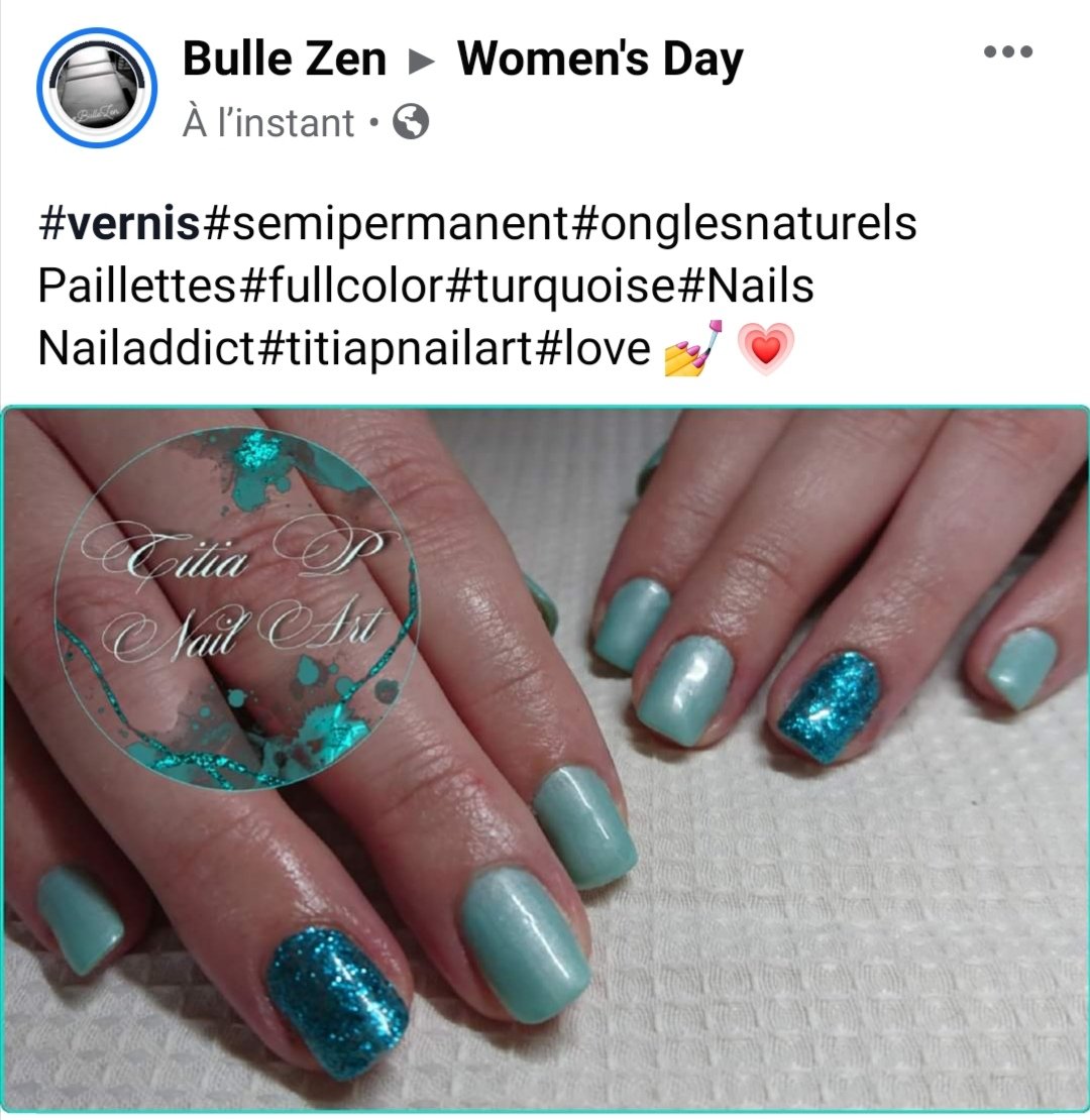 Hamel_BulleZen's tweet photo. #vernis#semipermanent#onglesnaturels
Paillettes#fullcolor#turquoise#Nails 
Nailaddict#titiapnailart#love 💅 💗 https://t.co/feBliDsmiV