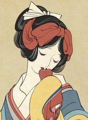 白雪姫やシンデレラが着物姿に 浮世絵風ディズニープリンセス の優雅なファンアートにうっとり ねとらぼ