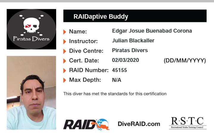 PIRATASDIVERS's tweet photo. Certificados Buddy RAIDaptive. #piratasdivers #RAIDlatam #Raid # https://t.co/UXwXhO12kb
