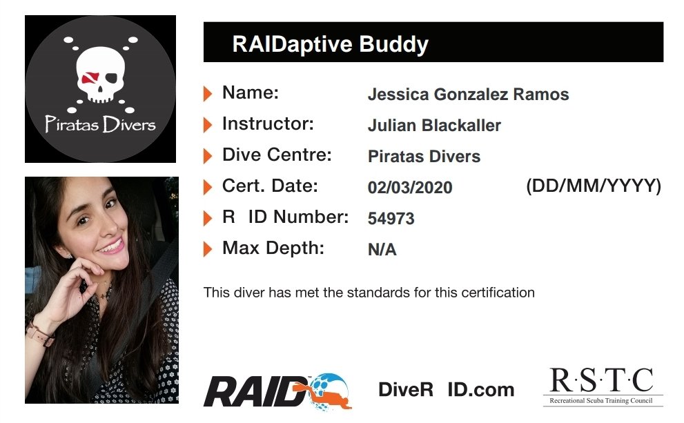 PIRATASDIVERS's tweet photo. Certificados Buddy RAIDaptive. #piratasdivers #RAIDlatam #Raid # https://t.co/UXwXhO12kb