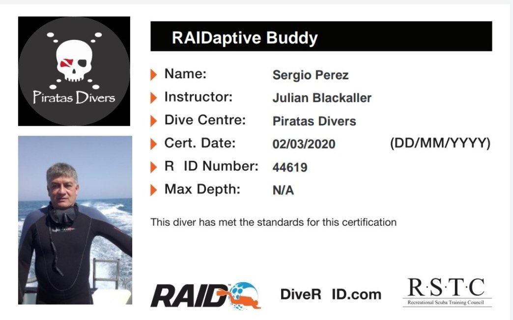 PIRATASDIVERS's tweet photo. Certificados Buddy RAIDaptive. #piratasdivers #RAIDlatam #Raid # https://t.co/UXwXhO12kb