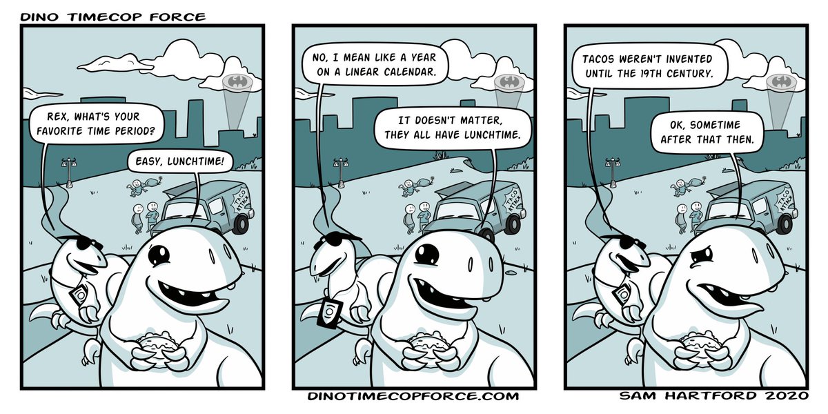 Dino_Timecop's tweet photo. Happy Wednesday! Enjoy this new comic https://t.co/FdPZSOzNjL #webcomic #webcomics #comic #comics #dinosaurs #dinotimecopforce https://t.co/ZgqJaUNDuW