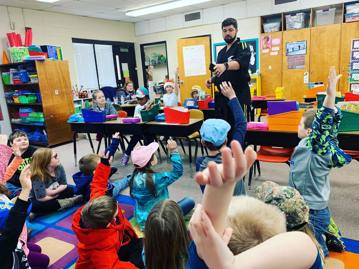 TRUTKD's tweet photo. This morning at Welcome Elementary // TRU Taekwondo is dedicated to our community, meaning to our local elementary schools as well. Glad to have Master Terranova remind students of the three types of focus + what respect should look like in the classroom! #trutkd https://t.co/KFaCfpRNHF
