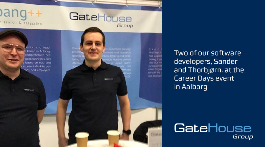 Yesterday we participated in Career Days 2020 in #Aalborg.  The purpose of the event is networking between students and businesses. Pictured below is two of our software developers, Sander and Thorbjørn, at the booth we shared with the Aalborg Maritime Network. #GateHouseMaritime