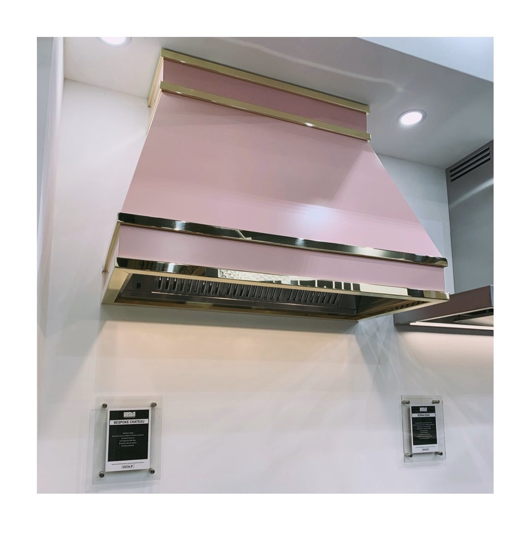 Think Pink! Bespoke Chateau style hood in Farrow and Ball Nancy’s Blushes with highly hand polished brass detailing. Any colour, any size, any finish! .
.
.
#kbb #kbb2020 #kbbbirmingham