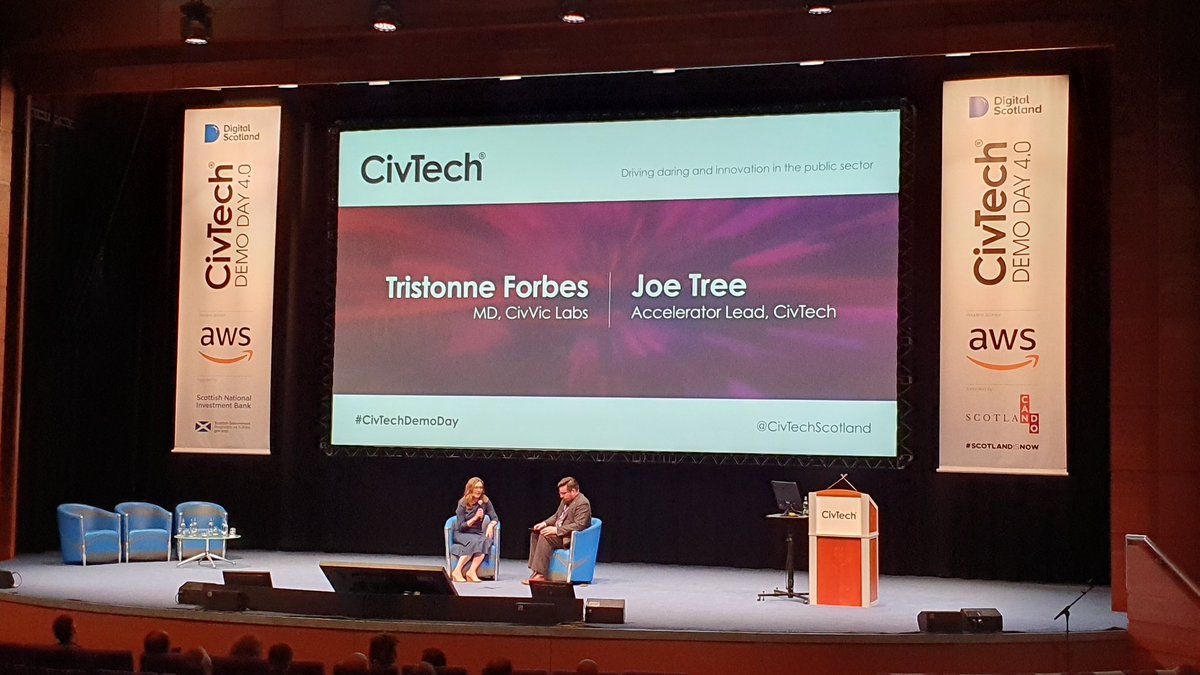 CivTechScotland's tweet photo. #CivTechDemoDay
Fireside chat: Tristonne Forbes, Managing Director, CivVic Labs and Joe Tree, Accelerator Lead, Civtech discuss creating environments that drive daring and innovation - lessons from Australia.
#DigitalScots https://t.co/YQAXcsDbe6