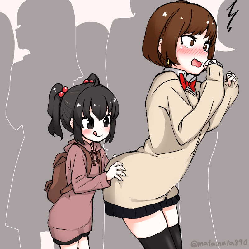 今晩の落書きは女の子にお尻タッチされるJK 